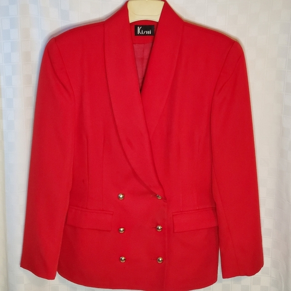 ☃️ Kishi Red Double Breasted Blazer - Picture 1 of 3